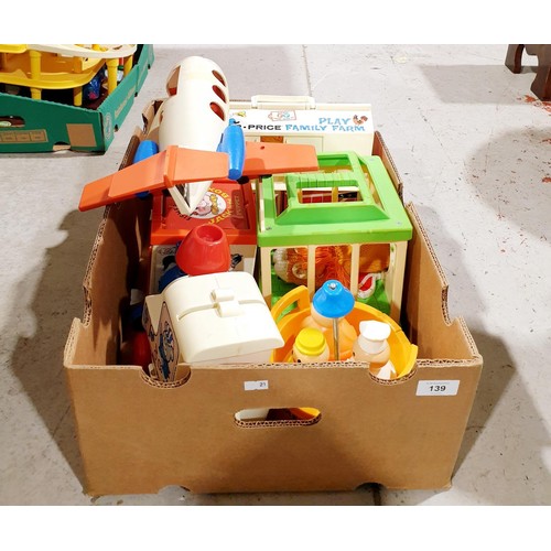 139 - Two boxes of vintage Fisher Price toys. No shipping. Arrange collection or your own packer and shipp... 