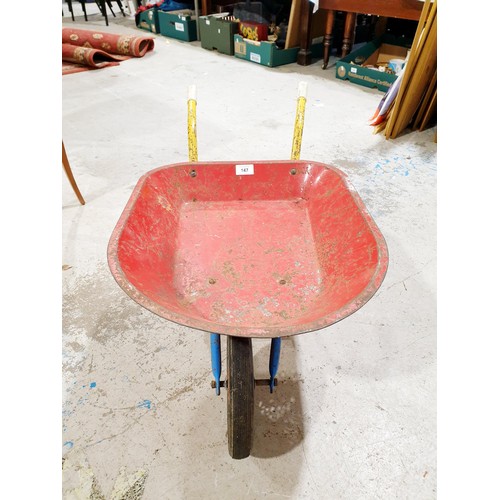 147 - A vintage Comet tin plate toy wheelbarrow. No shipping. Arrange collection or your own packer and sh... 