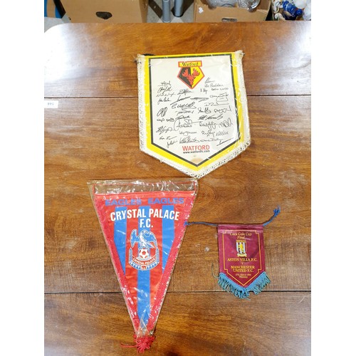 160 - Seven vintage English football pennants including the 1994 Coca Cola Cup Final. UK shipping £14.