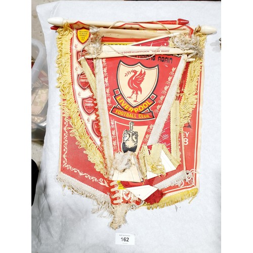 162 - Nine vintage Liverpool F.C. Champions pennants. UK shipping £14.