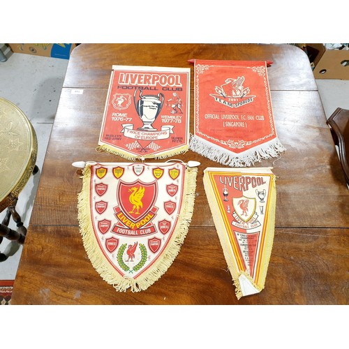 162 - Nine vintage Liverpool F.C. Champions pennants. UK shipping £14.