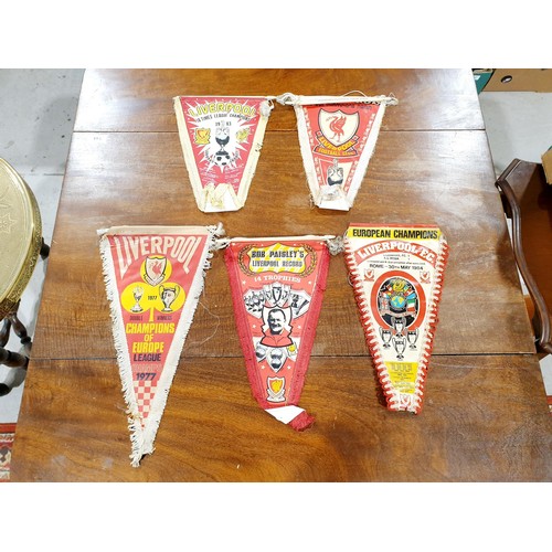 162 - Nine vintage Liverpool F.C. Champions pennants. UK shipping £14.