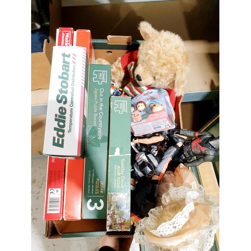 168 - A box of toys including Action Man. No shipping. Arrange collection or your own packer and shipper, ... 