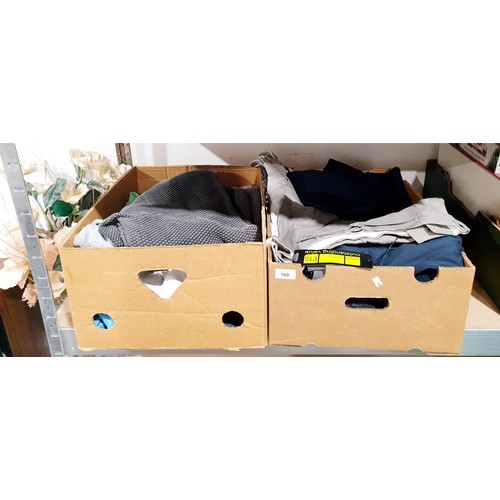 169 - Two boxes of clothing. No shipping. Arrange collection or your own packer and shipper, please. Elect... 