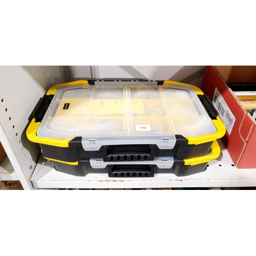 177 - Two Stanley parts organiser boxes. No shipping. Arrange collection or your own packer and shipper, p... 