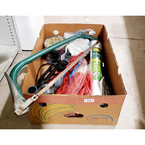 179 - Two boxes of tools and assorted. No shipping. Arrange collection or your own packer and shipper, ple... 