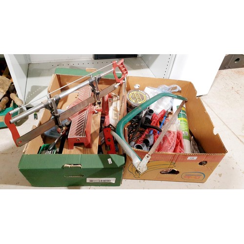 179 - Two boxes of tools and assorted. No shipping. Arrange collection or your own packer and shipper, ple... 