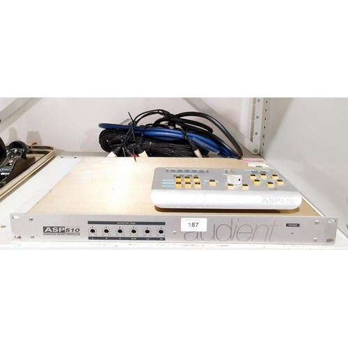 187 - An Audient ASP 510 public address amplifier together with controller. UK shipping £14. Electricals a... 