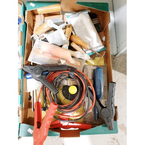 190 - Two boxes of tools and assorted including Marples. No shipping. Arrange collection or your own packe... 