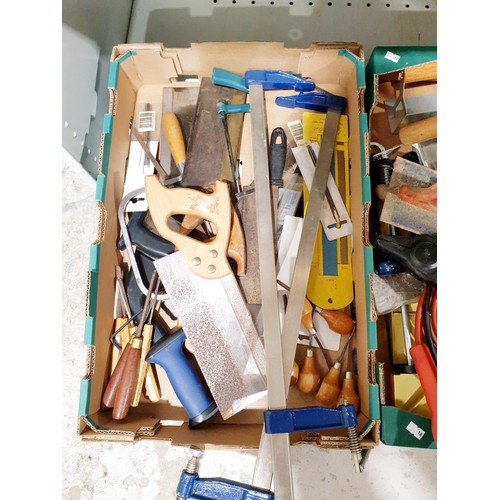 190 - Two boxes of tools and assorted including Marples. No shipping. Arrange collection or your own packe... 