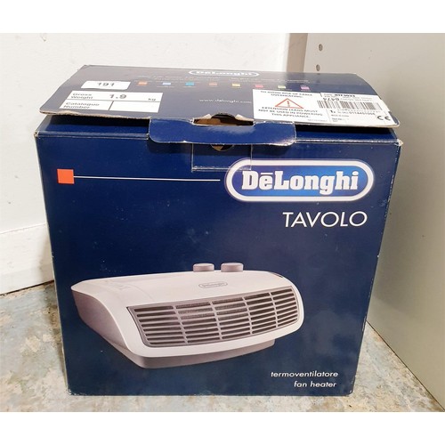 191 - A DeLonghi Tavolo electric fan heater. No shipping. Arrange collection or your own packer and shippe... 