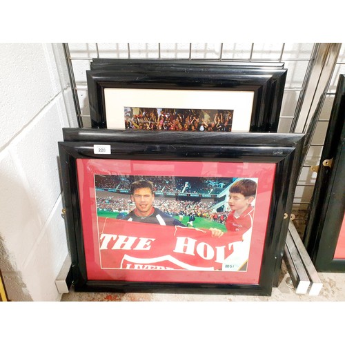 228 - Eight framed photographs relating to Liverpool F.C., 15.5