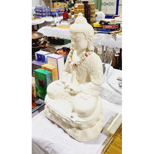 50 - A ceramic Buddha by Foster's Pottery, Cornwall cast from a seven piece pottery mould taken from an o... 