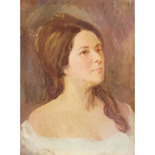 230 - George Richards-Corbett: an oil on canvas painting of a lady, relined, 24