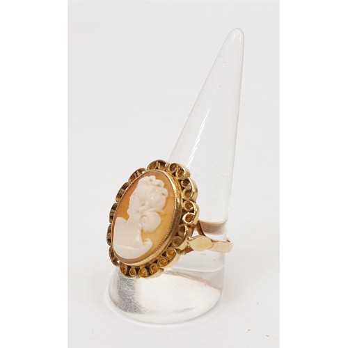 6 - A 9ct gold cameo ring, gross weight 6g, size U. UK shipping £14.