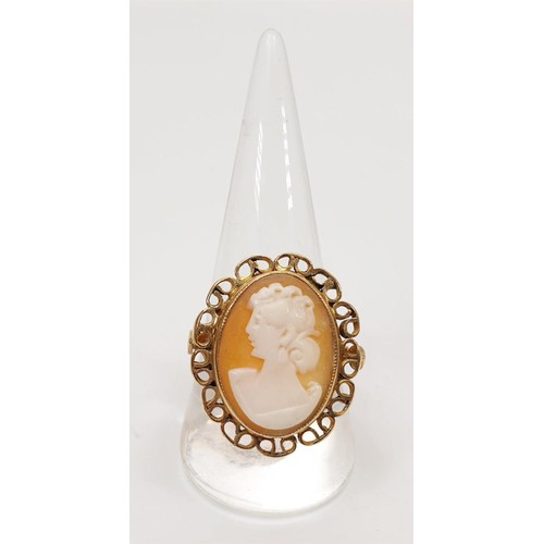 6 - A 9ct gold cameo ring, gross weight 6g, size U. UK shipping £14.