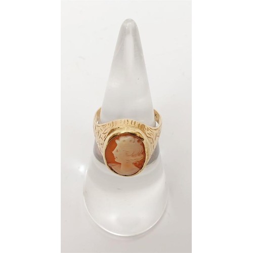 7 - A 10ct gold cameo ring, gross weight 4g, size J/K. UK shipping £14.