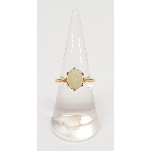 11 - A 22ct gold opal solitaire ring, gross weight 3.8g, size N. UK shipping £14.