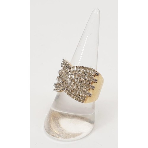 19 - A 9ct gold and diamond ring of 1.50pts, gross weight 8.8g, size P/Q. UK shipping £14.