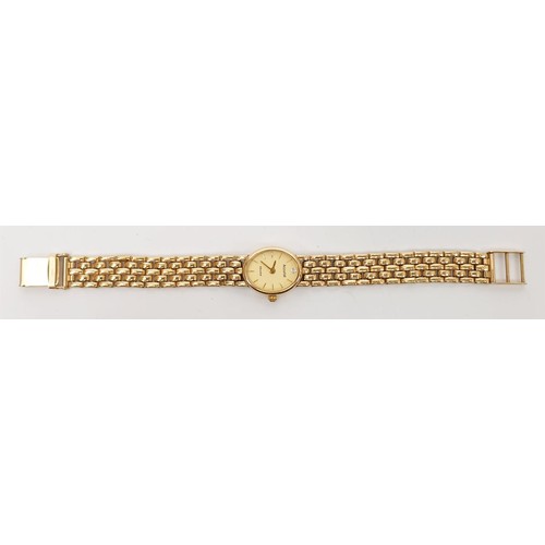 26 - A ladies 9ct gold Accurist quartz wrist watch, gross weight 19.2g. UK shipping £14.