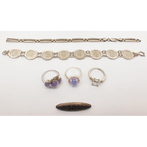 46 - A selection of silver jewellery, some A/F, gross weight 68g. UK shipping £14.