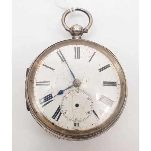 50 - An antique continental silver cased pocket watch, A/F, diameter 2