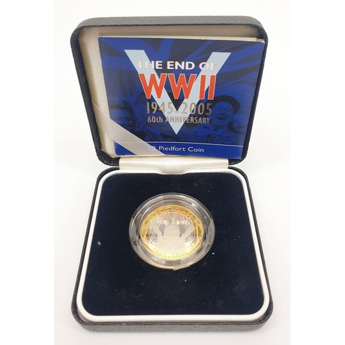 56 - A boxed 2005 The End of World War II 60th Anniversary £2 silver proof Piedfort coin. UK shipping £14... 