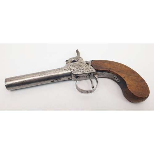 62 - A mid 19th century turn-off barrel pocket percussion pistol, length 7.5