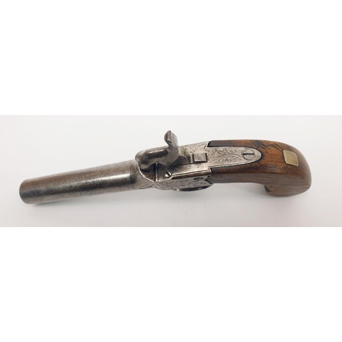 62 - A mid 19th century turn-off barrel pocket percussion pistol, length 7.5