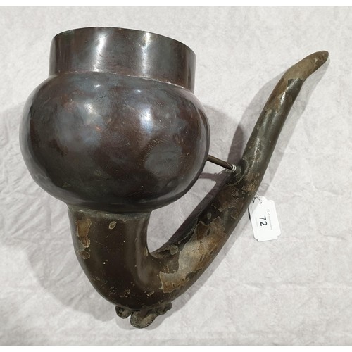 72 - An antique pewter and copper funnel, height 10