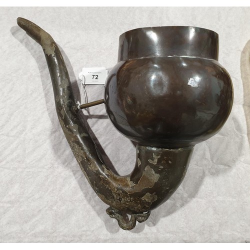 72 - An antique pewter and copper funnel, height 10