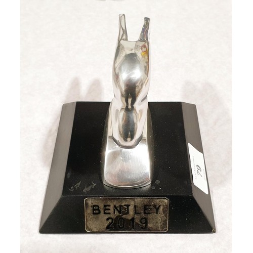 79 - A reproduction aluminium Bentley motorcar mascot, height 5