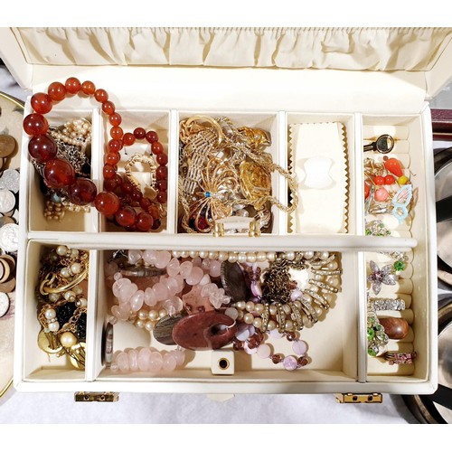 94 - A jewellery box and contents. UK shipping £14.