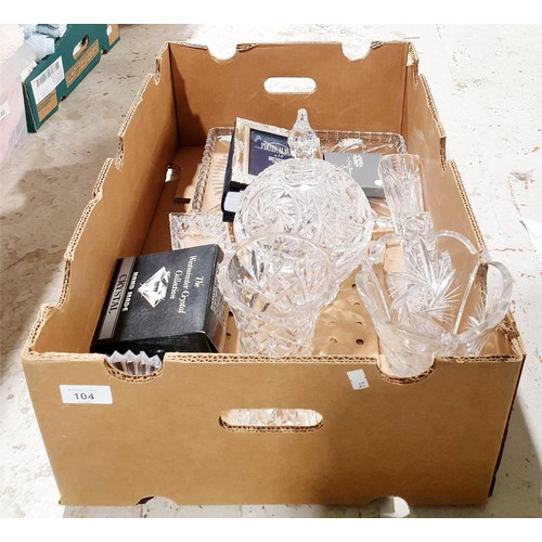 104 - A box of glassware. No shipping. Arrange collection or your own packer and shipper, please. Electric... 