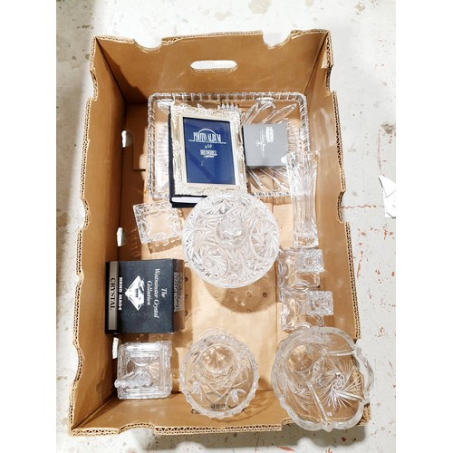 104 - A box of glassware. No shipping. Arrange collection or your own packer and shipper, please. Electric... 