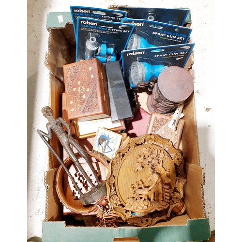 110 - A box of bric-a-brac. No shipping. Arrange collection or your own packer and shipper, please. Electr... 