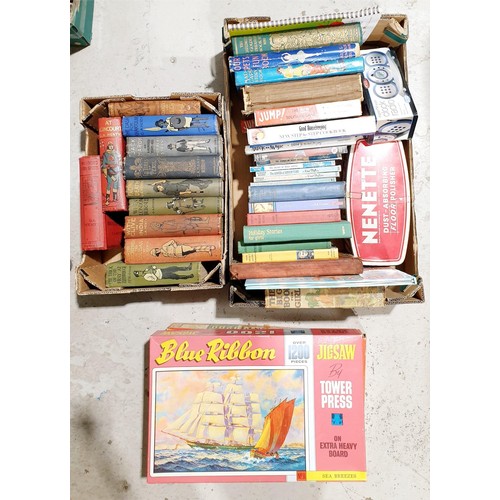 131 - Two boxes of vintage and later books and jigsaw puzzles. No shipping. Arrange collection or your own... 