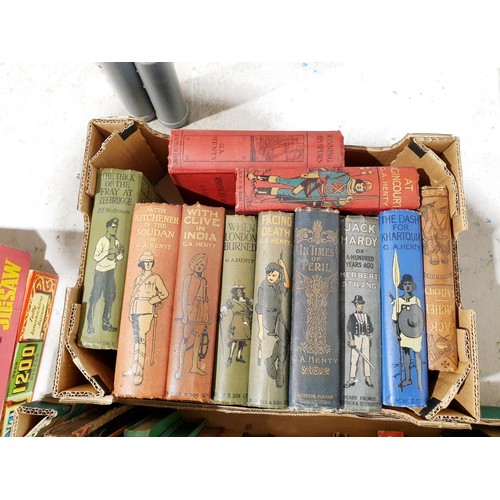 131 - Two boxes of vintage and later books and jigsaw puzzles. No shipping. Arrange collection or your own... 