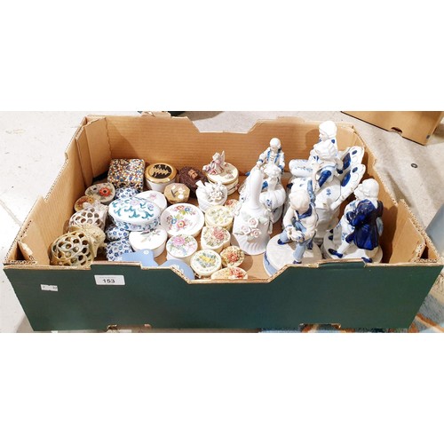 153 - A box of trinket boxes and assorted. No shipping. Arrange collection or your own packer and shipper,... 