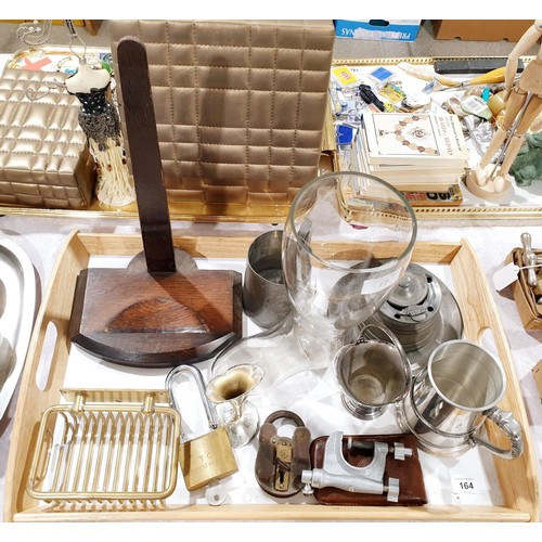 164 - Metal ware and assorted. No shipping. Arrange collection or your own packer and shipper, please. Ele... 