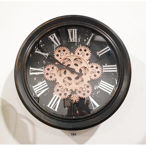 184 - A vintage style wall clock, diameter 13.25