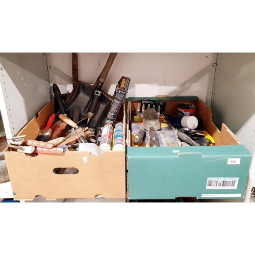 198 - Two boxes of tools and assorted. No shipping. Arrange collection or your own packer and shipper, ple... 