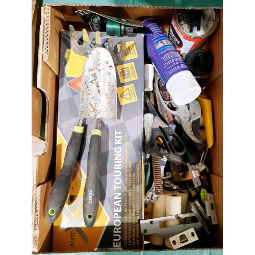 198 - Two boxes of tools and assorted. No shipping. Arrange collection or your own packer and shipper, ple... 