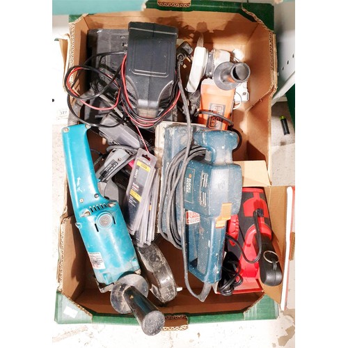 199 - A box of power tools including a Makita 90058 disc grinder. No shipping. Arrange collection or your ... 