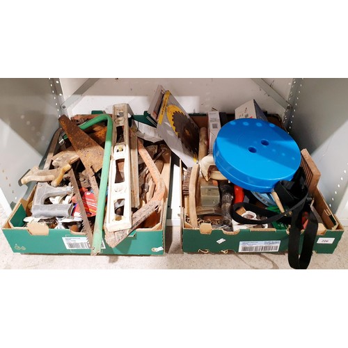 206 - Two boxes of tools and assorted. No shipping. Arrange collection or your own packer and shipper, ple... 