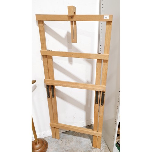 207 - A wooden easel. No shipping. Arrange collection or your own packer and shipper, please. Electricals ... 