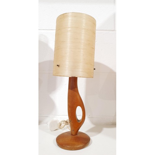 237 - A mid 20th century modernist wooden lamp, height including shade 17.5