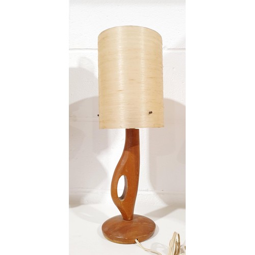 237 - A mid 20th century modernist wooden lamp, height including shade 17.5