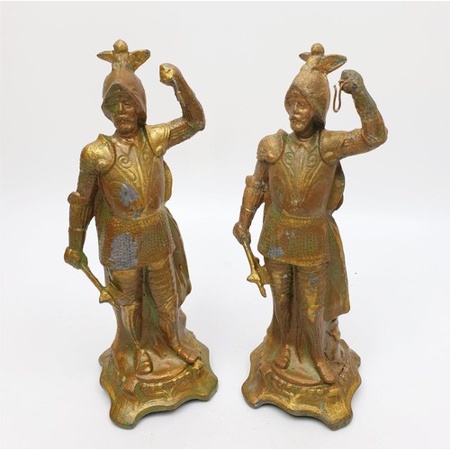 247 - Two antique spelter pocket watch holders in the form of soldiers, height 7.5