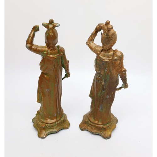 247 - Two antique spelter pocket watch holders in the form of soldiers, height 7.5